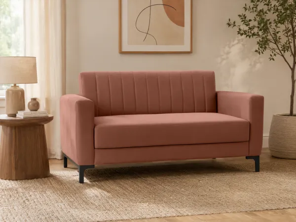 Tulip Upholstered 3 Seater Sofa in Rust Ruby Color